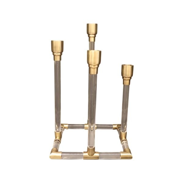 Acrylıc Candle Stand 4 Lıghts Antique Brass