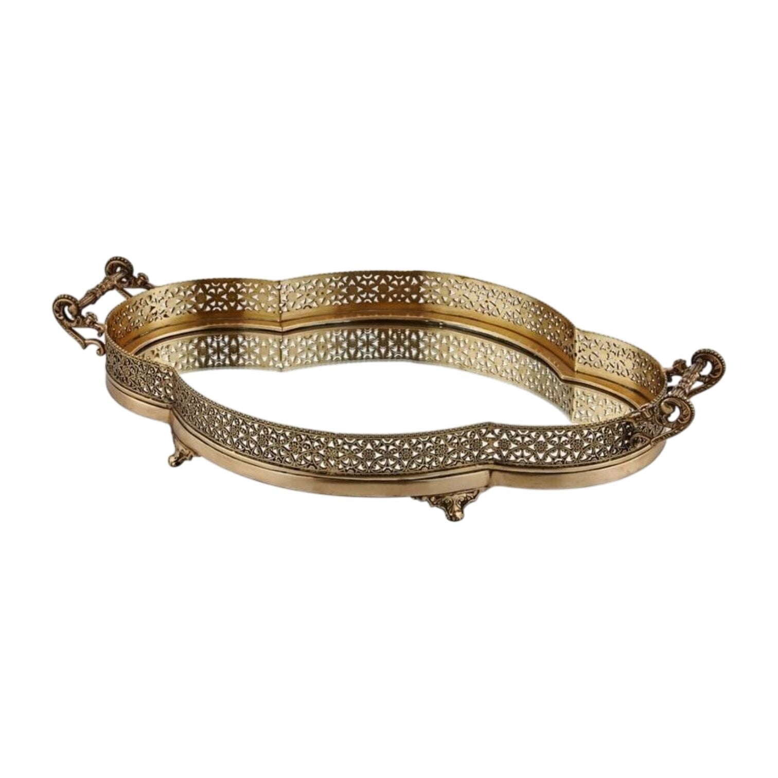 Antik Pirinç Ayna Tepsi