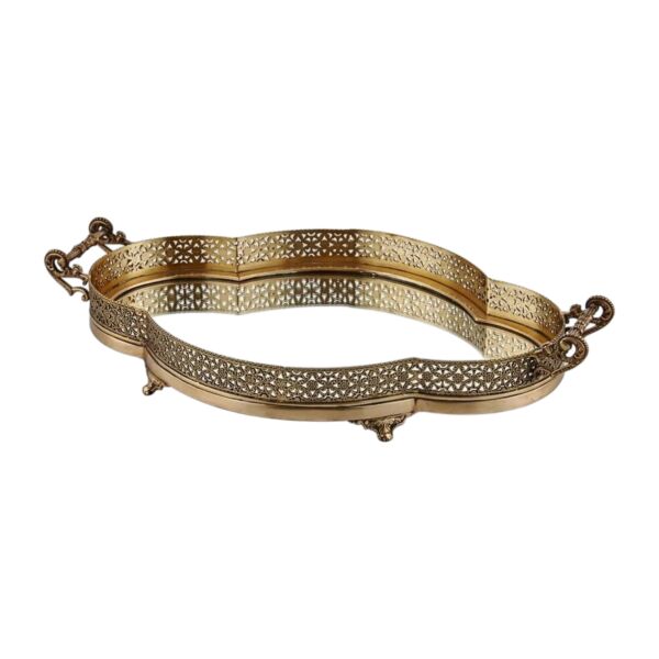 Antik Pirinç Ayna Tepsi