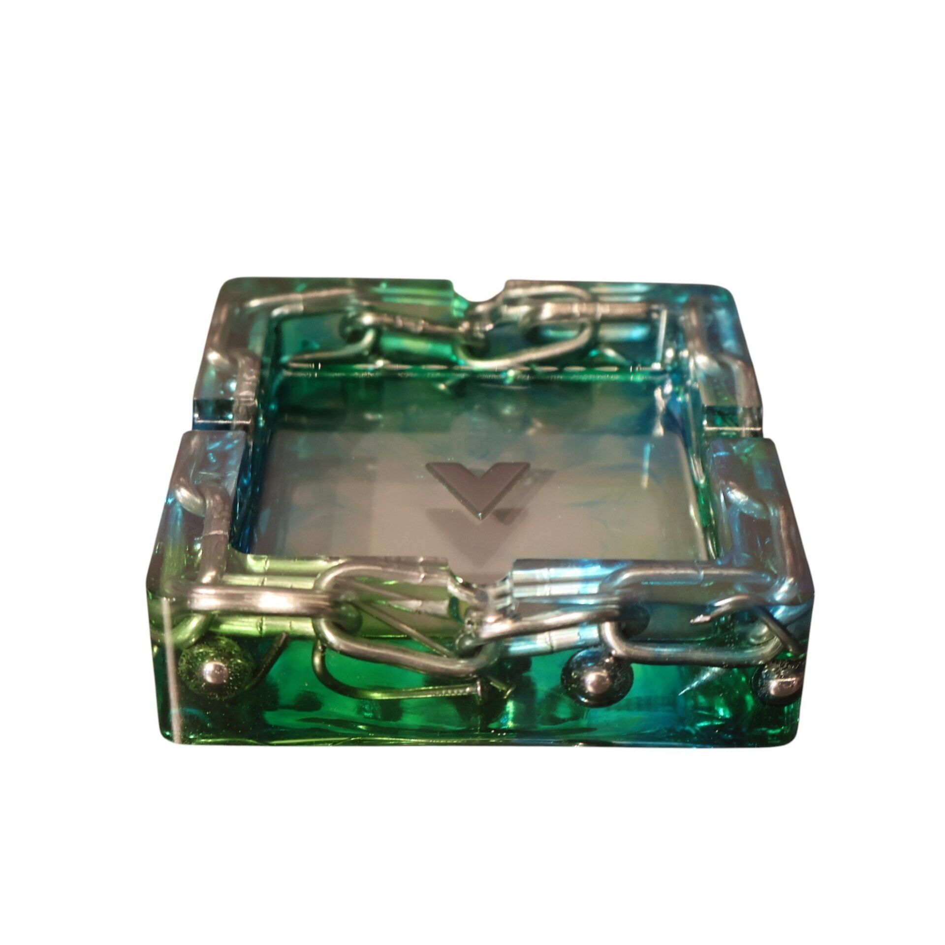 Kare Mavi-Yeşil Zincir Küllük