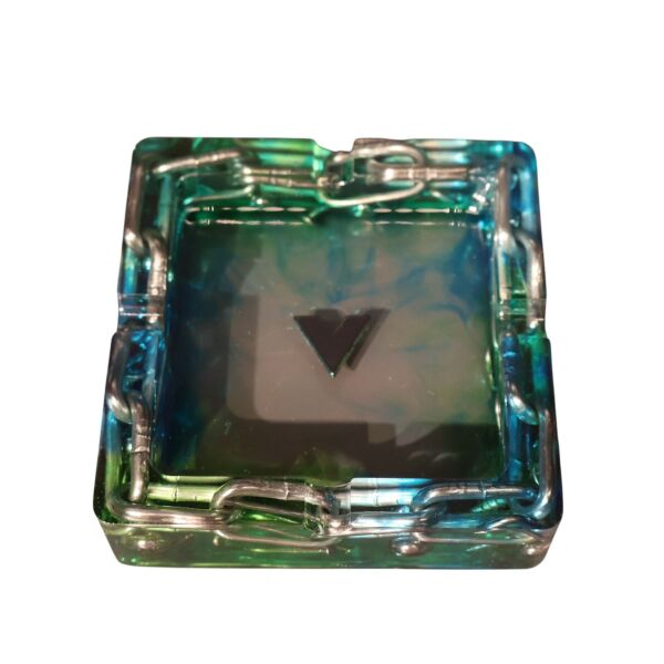 Kare Mavi-Yeşil Zincir Küllük