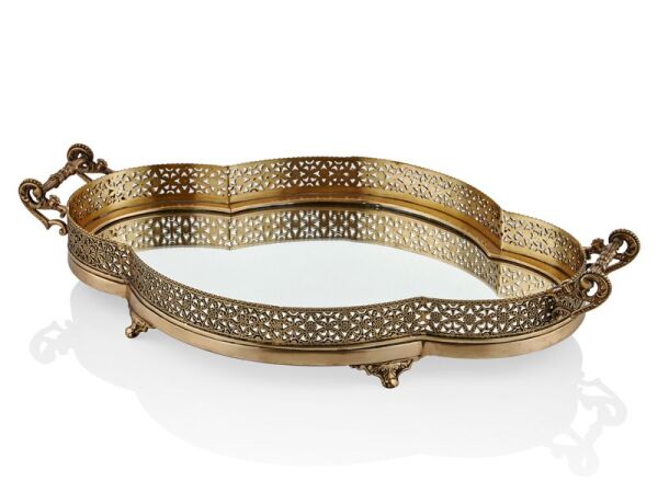 Antik Pirinç Ayna Tepsi