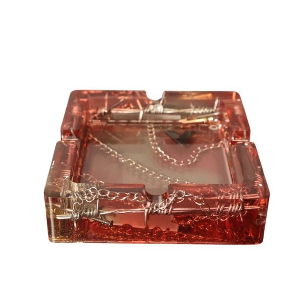 Kare Kırmızı Dikenli Telli Küllük