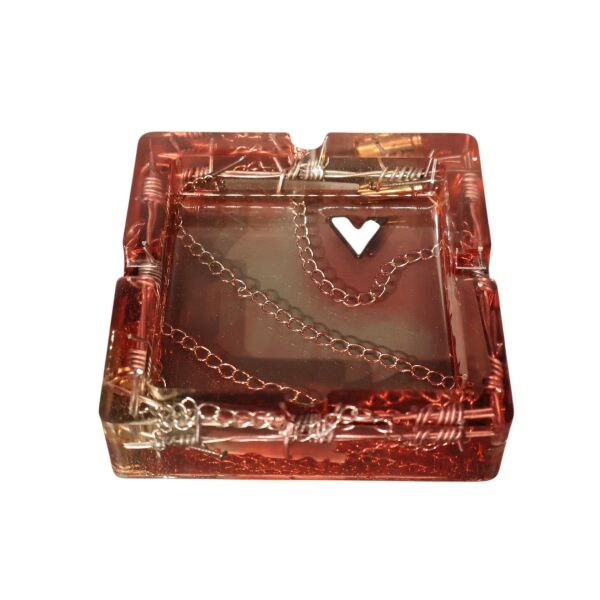 Kare Kırmızı Dikenli Telli Küllük