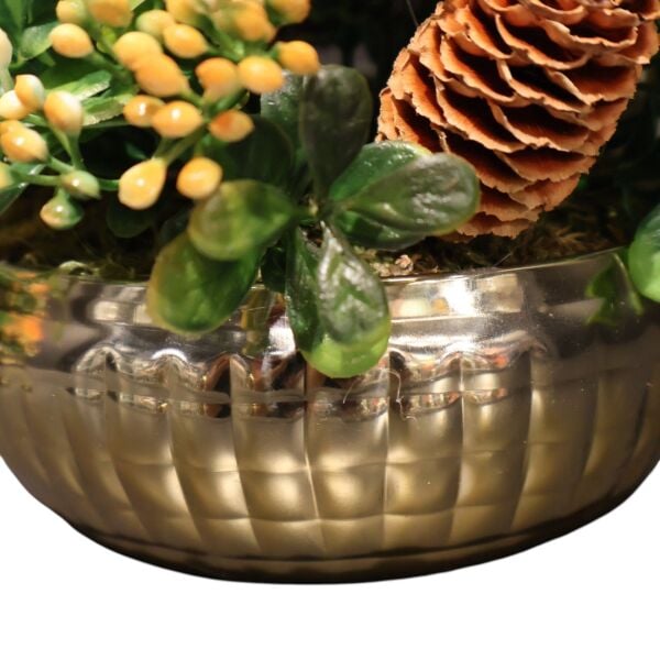 Kare Desen Saksı Eskitme Sukulent Gümüş