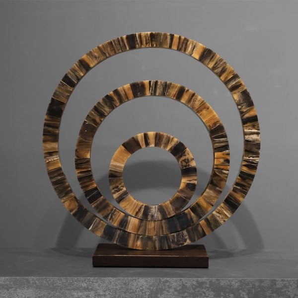 Horn Resin Üçlü Cember Dekor 30x10x40 CM
