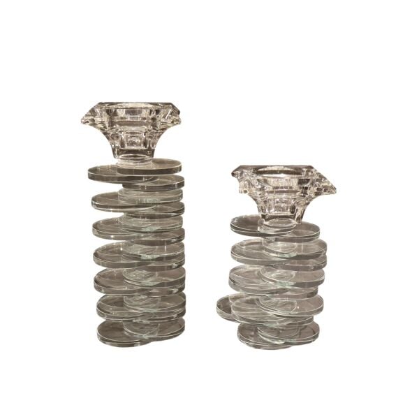 Pullu Mini 2'li Şamdan Şeffaf