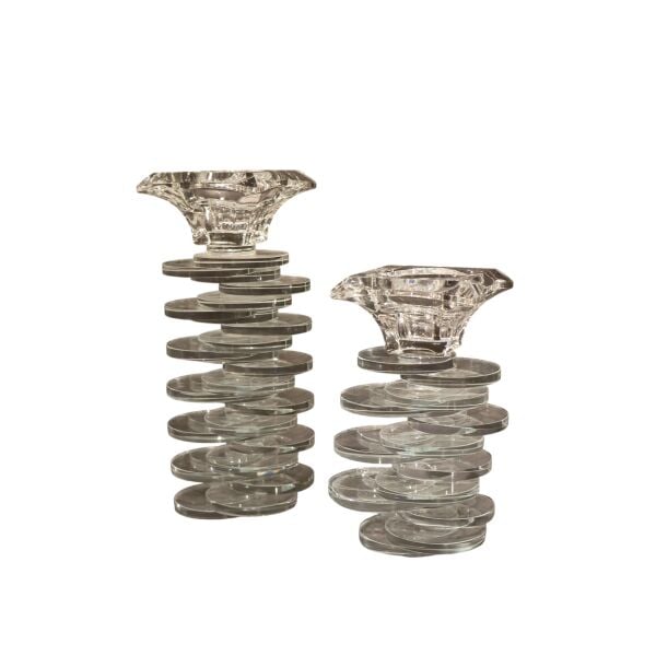 Pullu Mini 2'li Şamdan Şeffaf