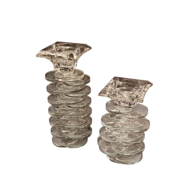 Pullu Mini 2'li Şamdan Şeffaf