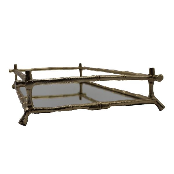 Bamboo Rectangular Tray Gold 53x33x11 CM