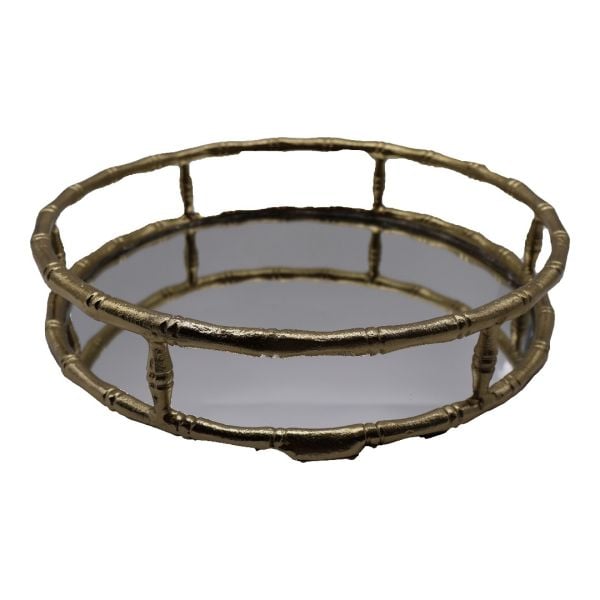 Bamboo Round Small Tray Gold 39x39x8 CM