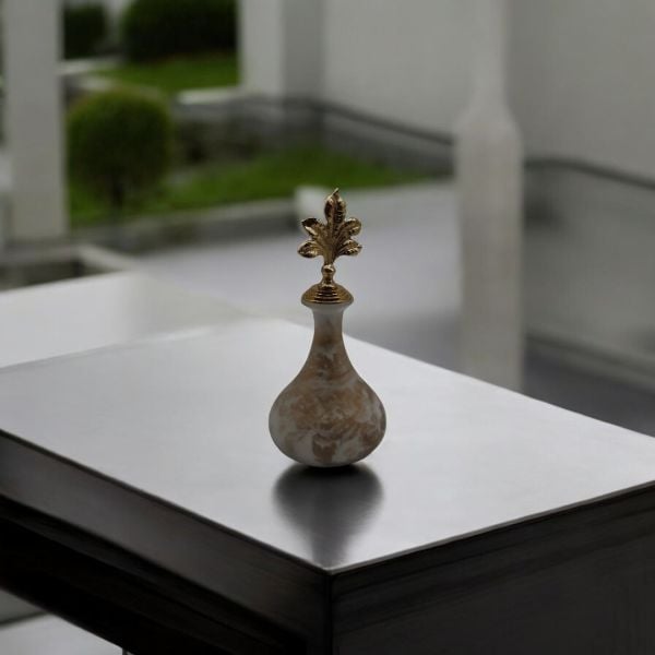 White Frost Antik Gold Kapaklı Dekoratif Uzun Şişe 15x33 CM