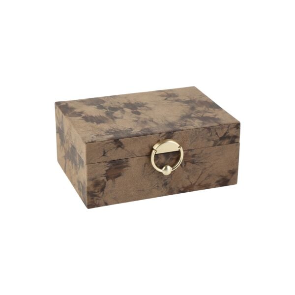 Metal Kulplu Kahve Deri Kutu Büyük
