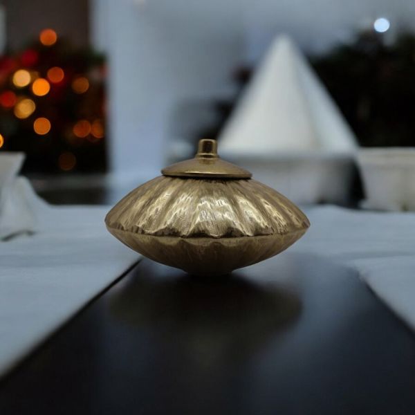 Ufo Kapaklı Dekoratif Gold Şekerlik 25x25x17 CM