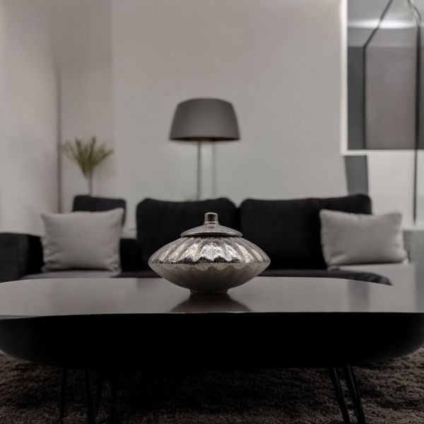 Ufo Kapaklı Dekoratif Gümüş Şekerlik 20x20x14 CM