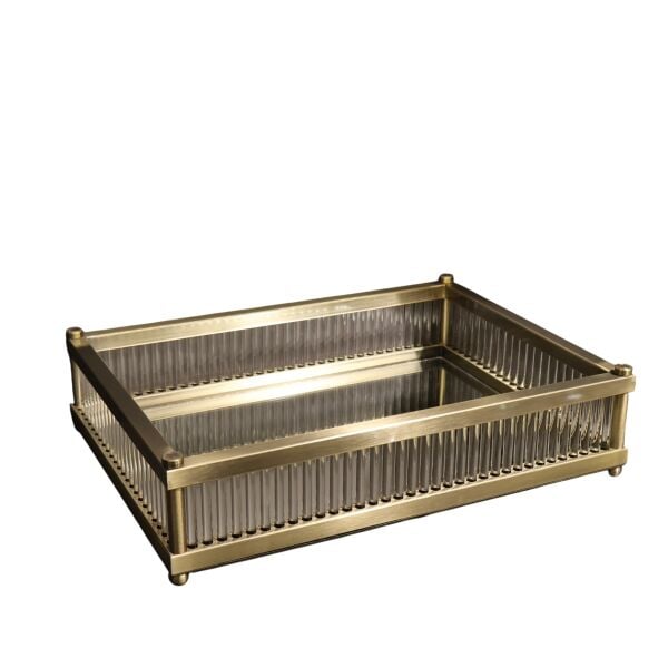 Lujo Cam Çubuklu Dikdörtgen Tepsi Eskitme