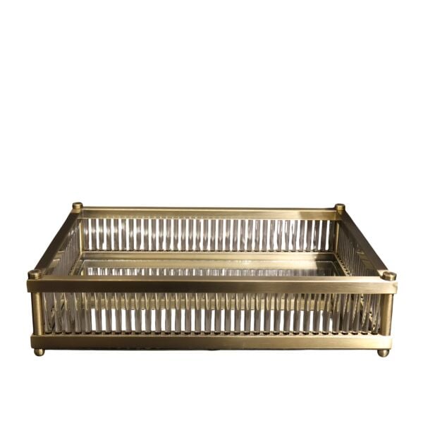 Lujo Cam Çubuklu Dikdörtgen Tepsi Eskitme