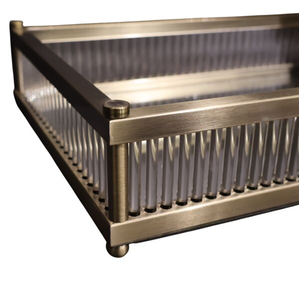 Lujo Cam Çubuklu Dikdörtgen Tepsi Eskitme Eskitme