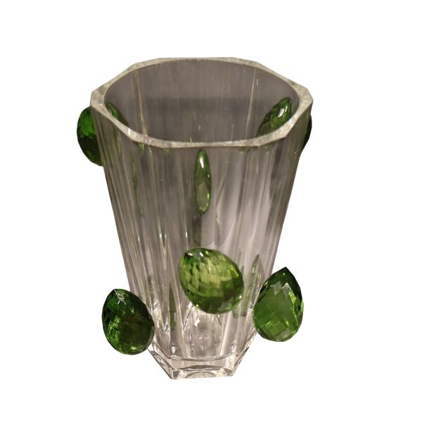 Yeşil Kristal Detaylı Vazo