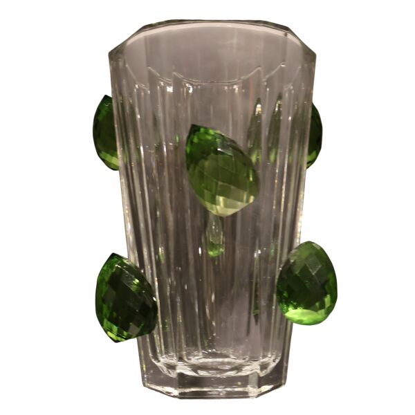 Yeşil Kristal Detaylı Vazo