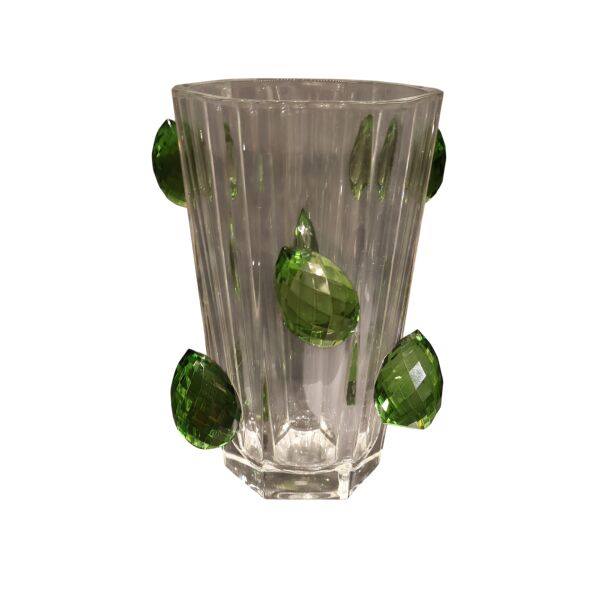 Yeşil Kristal Detaylı Vazo