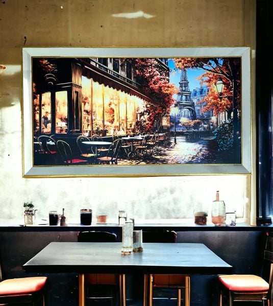 Ayna Çerçeveli Eyfel Sokak Manzarası Tablo 70x130 CM