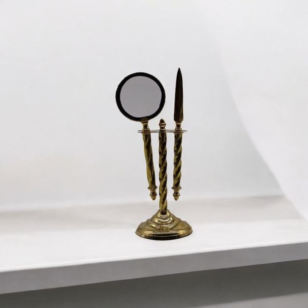 Magnifier Burgulu Gold Mercek Ve Mektup Açacak Seti 9x9x24 CM