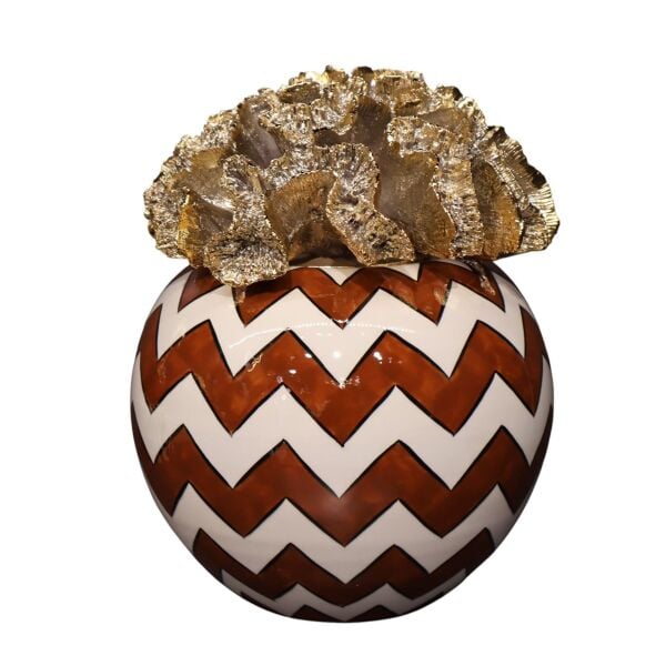 Gold Mercan Kapak Zigzag Desen Kaktüs Saksı