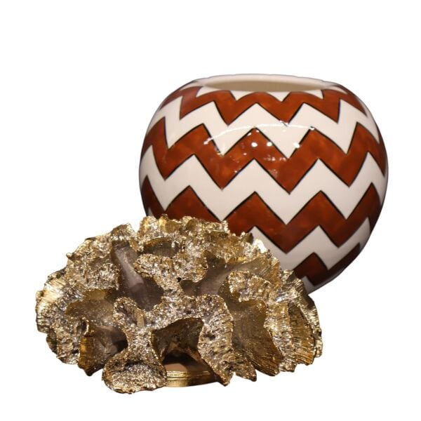 Gold Mercan Kapak Zigzag Desen Kaktüs Saksı