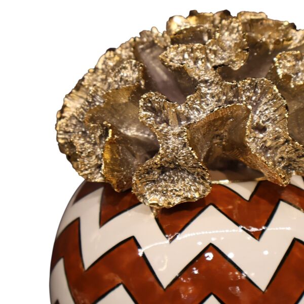 Gold Mercan Kapak Zigzag Desen Kaktüs Saksı