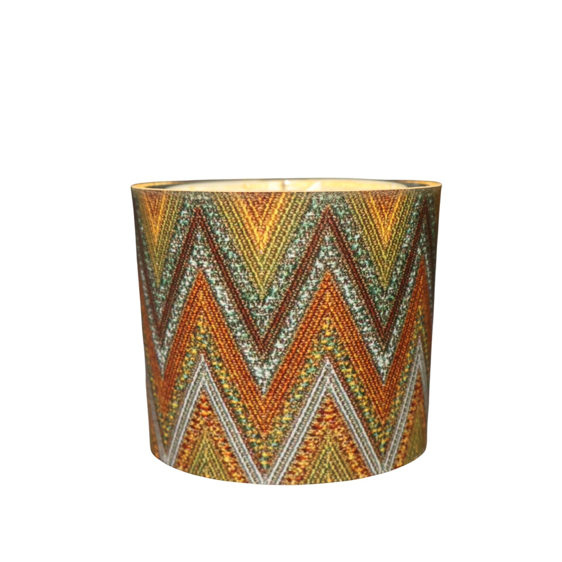 Deri Zigzag Desenli Mum Taba Kahve Turkuaz