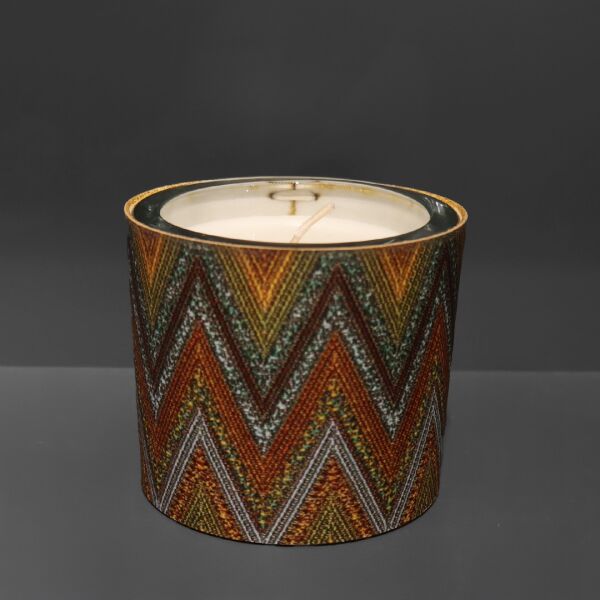 Deri Zigzag Desenli Mum Taba Kahve Turkuaz Taba