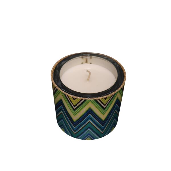 Deri Zigzag Desenli Mum Taba Kahve Turkuaz Turkuaz