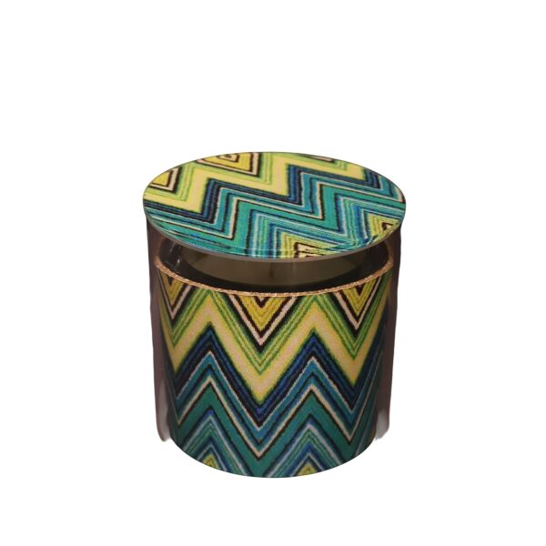 Deri Zigzag Desenli Mum Taba Kahve Turkuaz Turkuaz