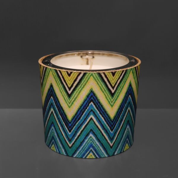 Deri Zigzag Desenli Mum Taba Kahve Turkuaz Turkuaz