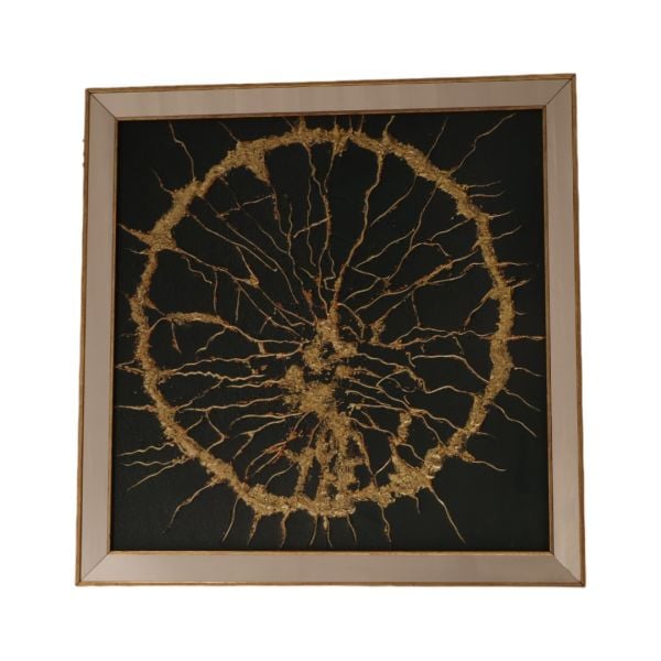 Gold Ayna Çerçeveli Soyut Çatlak Tablo 70x100 CM
