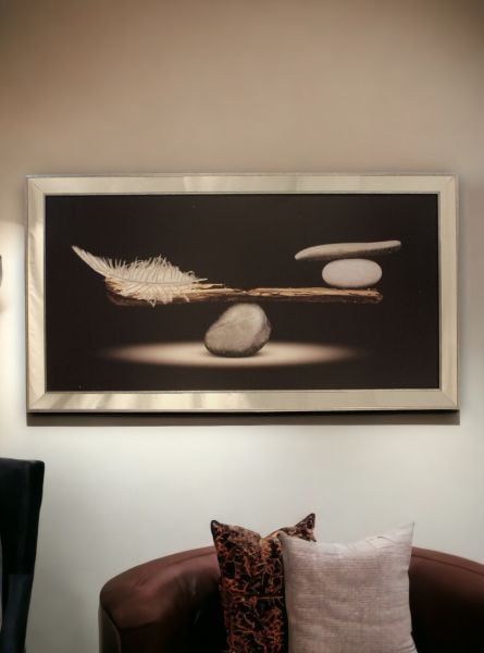 Ayna Çerçeveli Denge Gümüş Tablo 80x155 CM