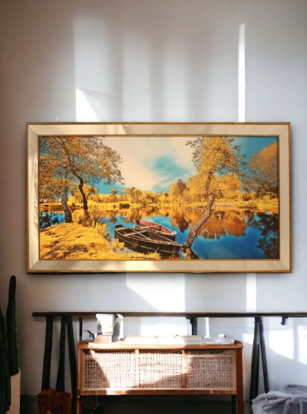 Ayna Çerçeveli Sonbahar ve Nehir Tablo 70x130 CM