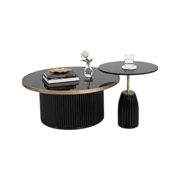 İkili Oval Siyah Orta Sehpa