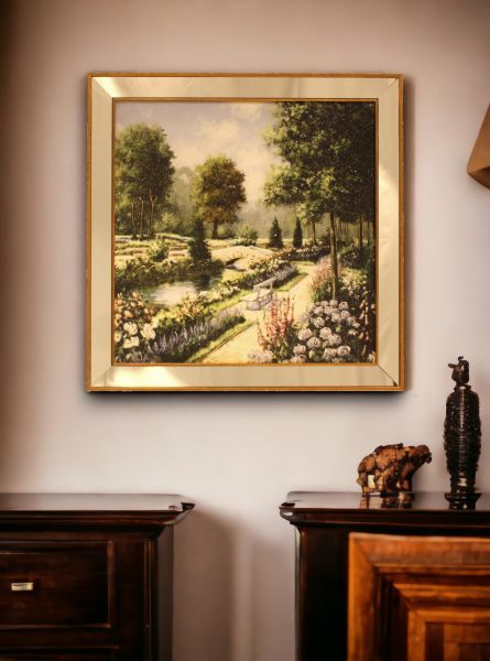 Ayna Çerçeveli Çiçek Bahçesi Kare Tablo 70x70 CM
