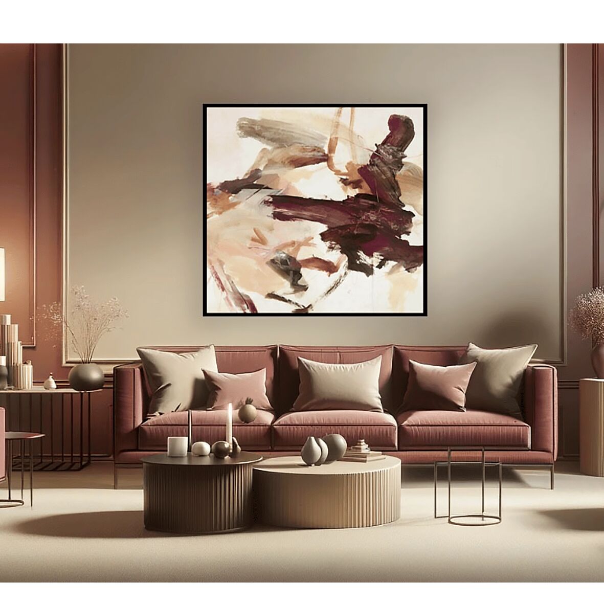 Mürdüm Renk Soyut Kanvas Tablo