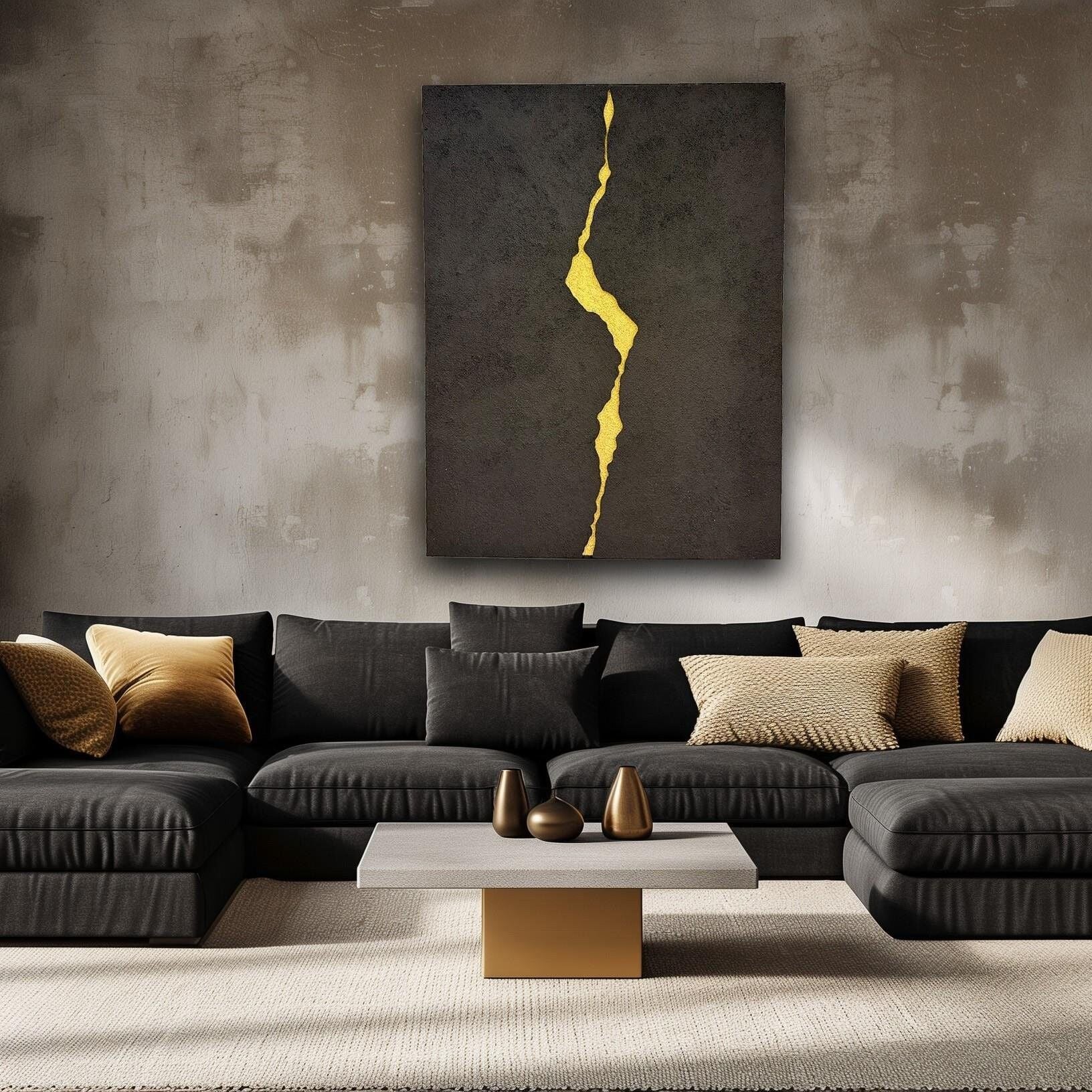 Siyah Detay Doğal İz Kabartma Tablo