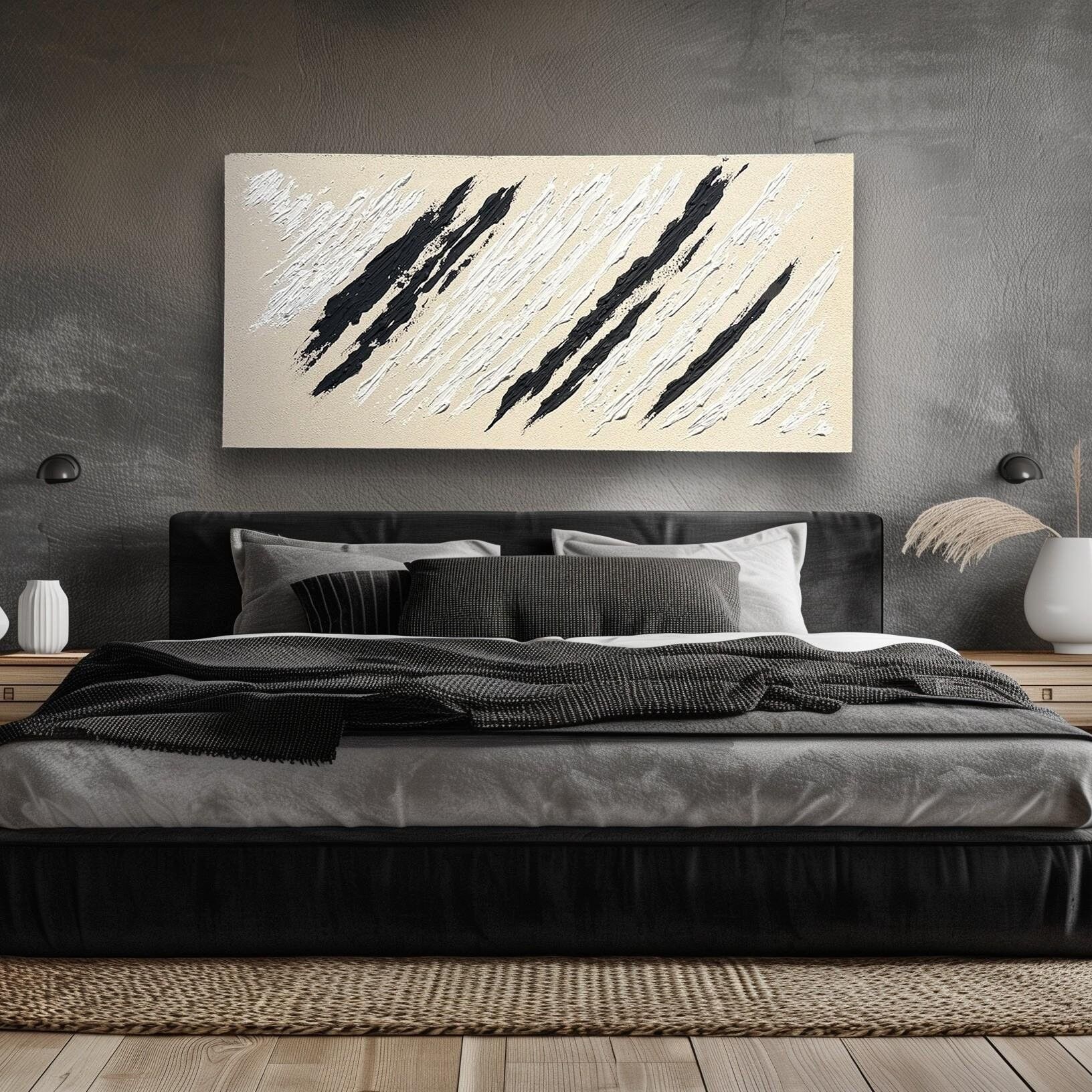 Siyah Beyaz Yağlı Boya Detay Tablo