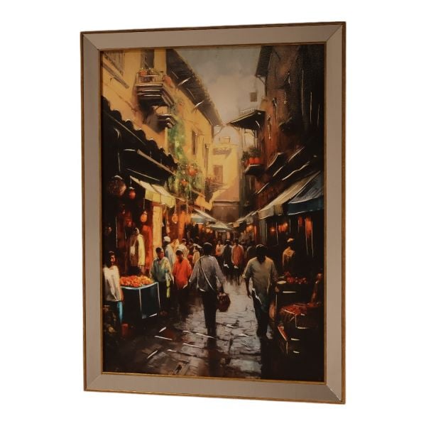 Ayna Gold Çerçeveli Eski Tarih Pazar Sokağı Tablo 80x110 CM