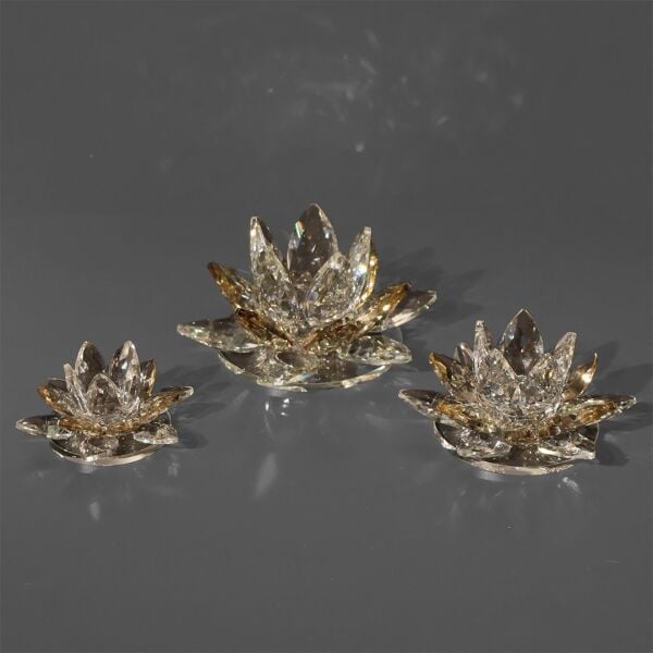 Kristal Lotus Üçlü Amber - Şeffaf