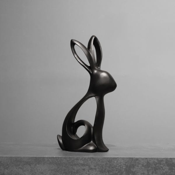 Soyut Tavşan Biblo Siyah 26x12 CM