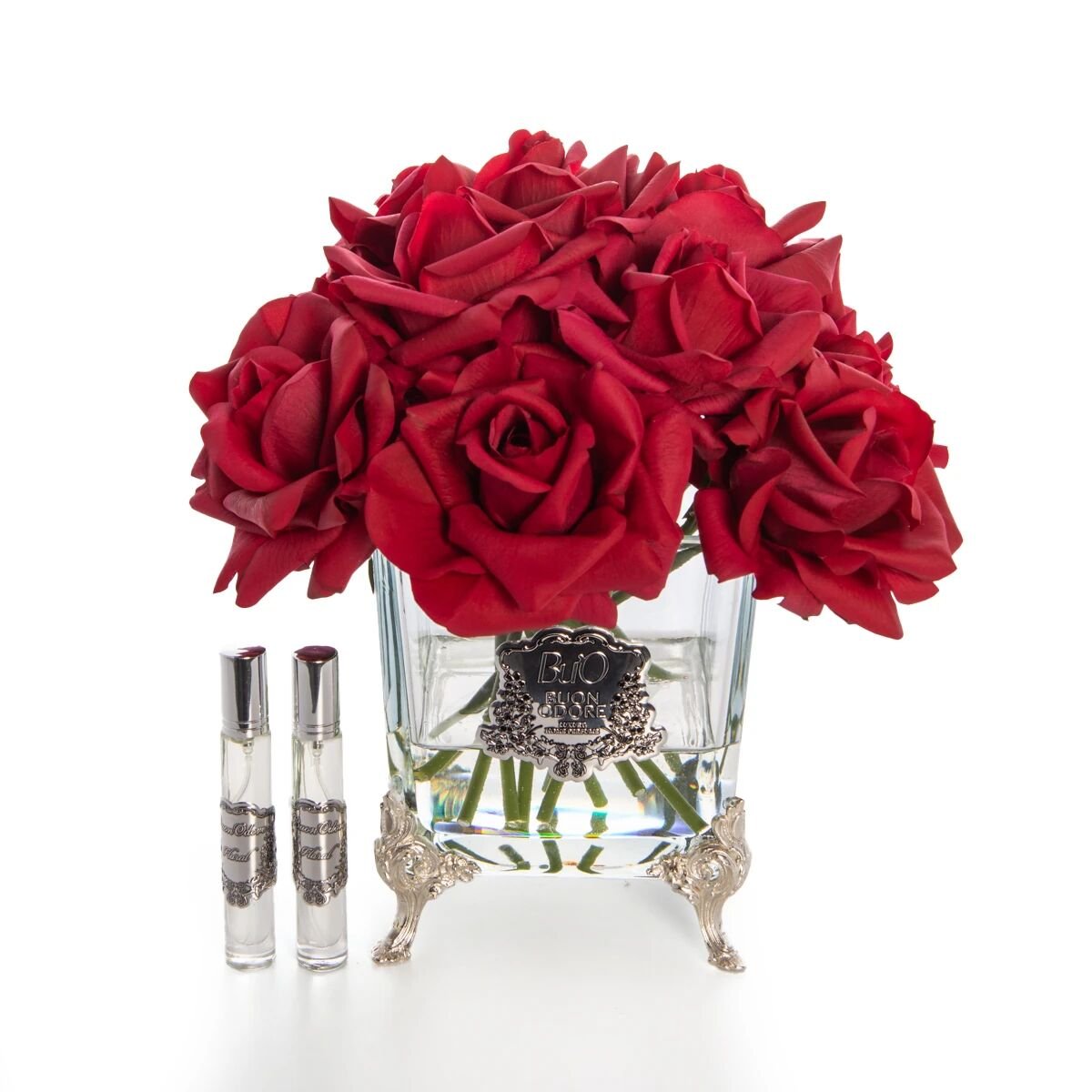 Pirinç Ayaklı Cam Silver 13 Gül Kırmızı Luxury Home Perfume