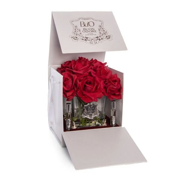 Pirinç Ayaklı Cam Silver 13 Gül Kırmızı Luxury Home Perfume