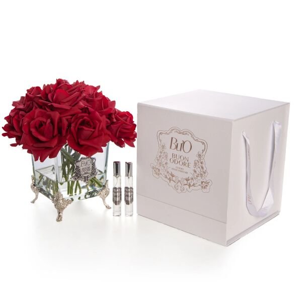 Pirinç Ayaklı Cam Silver 13 Gül Kırmızı Luxury Home Perfume