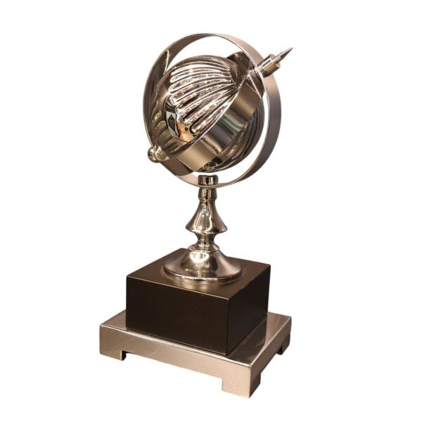 Gümüş Metal Dünya Küre Siyah Kaideli